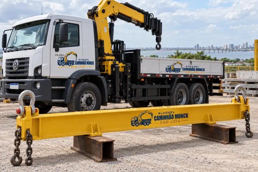 Balancim / viga de içamento para içamento de geradores — aluguel de caminhão munck em São Luís