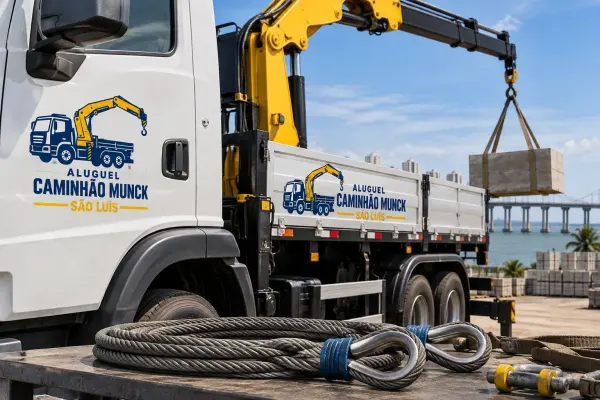 Cabo de aço e laço usado em içamento de transformadores com caminhão munck em São Luís