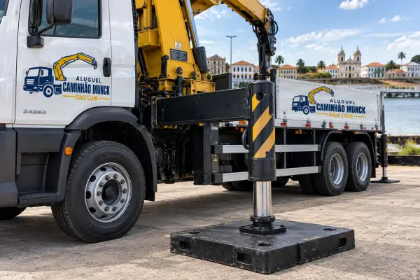 Patolamento e placas de apoio do caminhão munck para içamento em São Luís